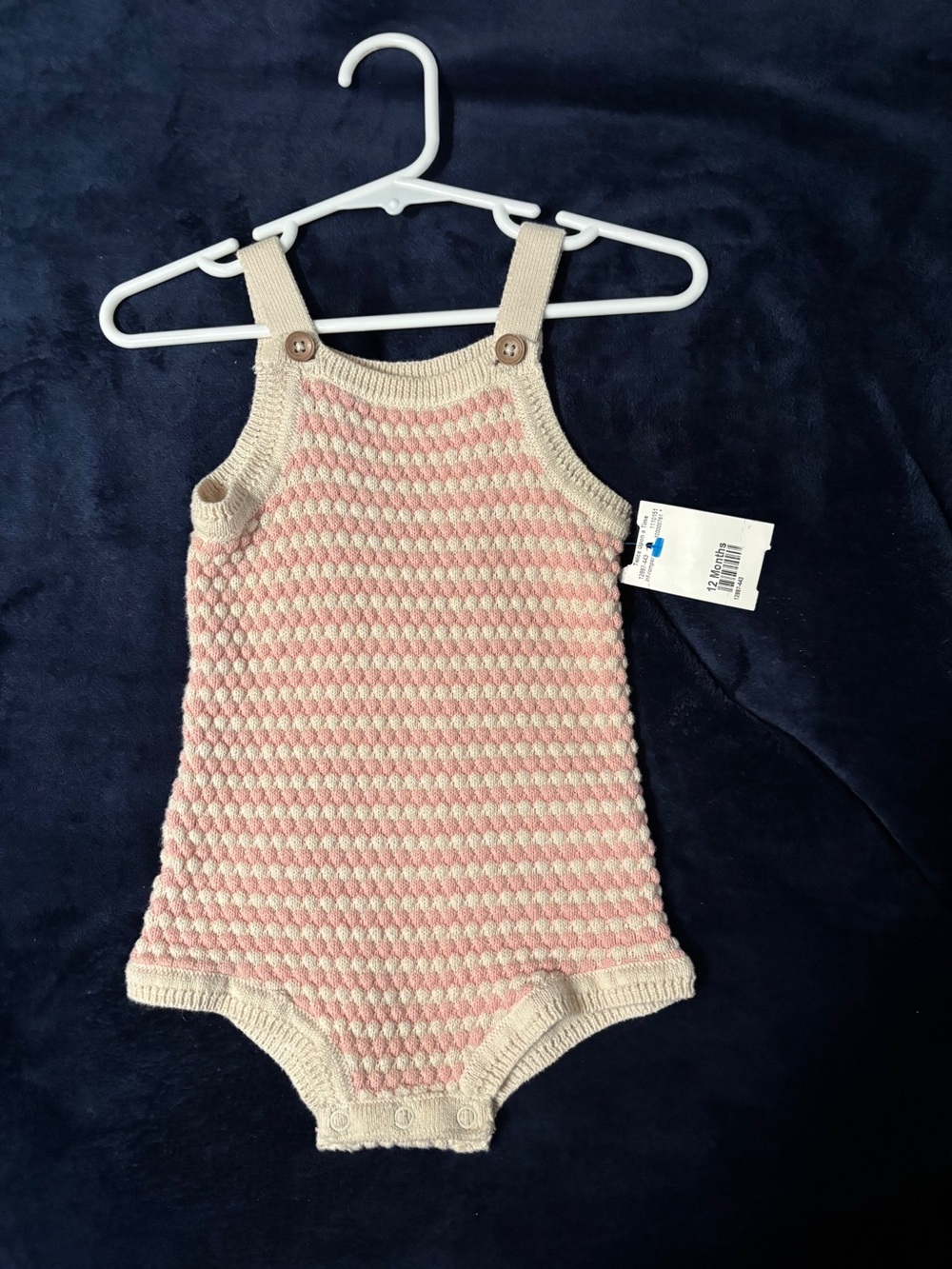 Carter's Pink & Cream Knit Baby One-Piece Romper